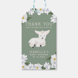 Little Lamb Floral Baby shower Dank je wel gunst Cadeaulabel