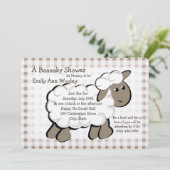 Little Lamb Gingham Baby shower Kaart (Staand voorkant)