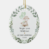 Little Lamb Greenery Wreaty Baby First Kerstmis Keramisch Ornament (Rechts)