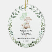 Little Lamb Greenery Wreaty Baby First Kerstmis Keramisch Ornament (Links)