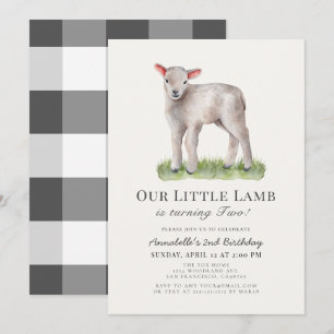 Little Lamb Kids Birthday Invitation Kaart