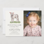 Little Lamb Kids Birthday Photo Invitation Kaart (Voorkant)