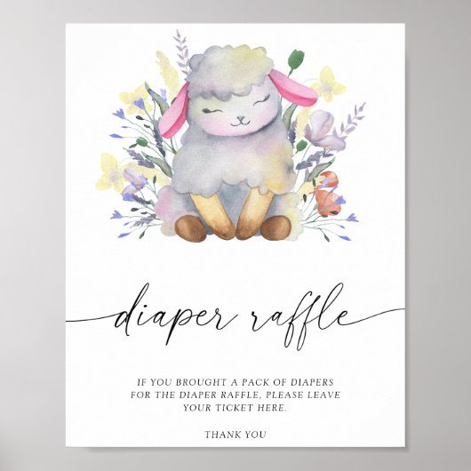Little lamb - luier raffle poster (Voorkant)