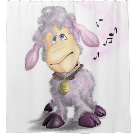 Little Lamb met Bell - Cute Douchegordijn (Voorkant)