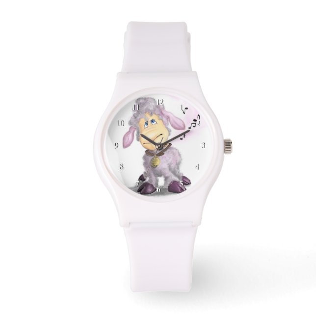 Little Lamb met Bell - Cute Horloge (Voorkant)