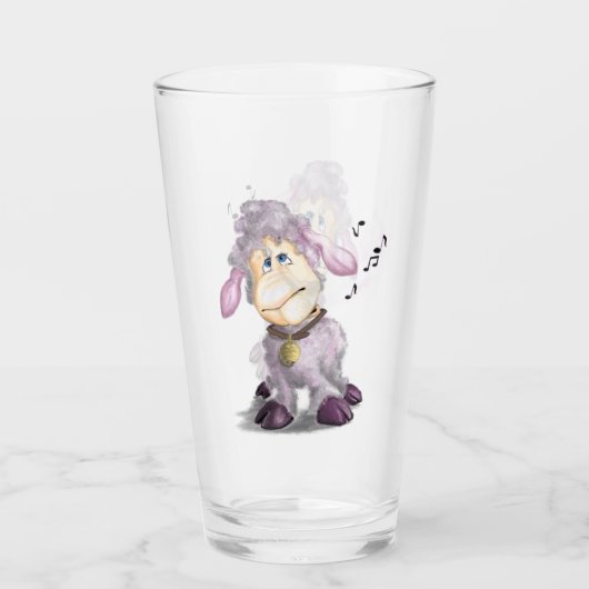 Little Lamb met Bell - Voeg Jouw tekst/Name toe Glas (Voorkant)