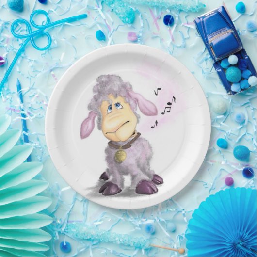 Little Lamb met Bell - Voeg Jouw tekst/Name toe Papieren Bordje (Feest)