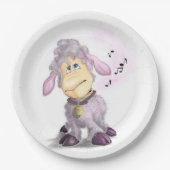 Little Lamb met Bell - Voeg Jouw tekst/Name toe Papieren Bordje (Voorkant)