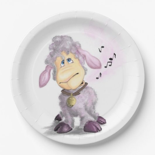 Little Lamb met Bell - Voeg Jouw tekst/Name toe Papieren Bordje (Voorkant)