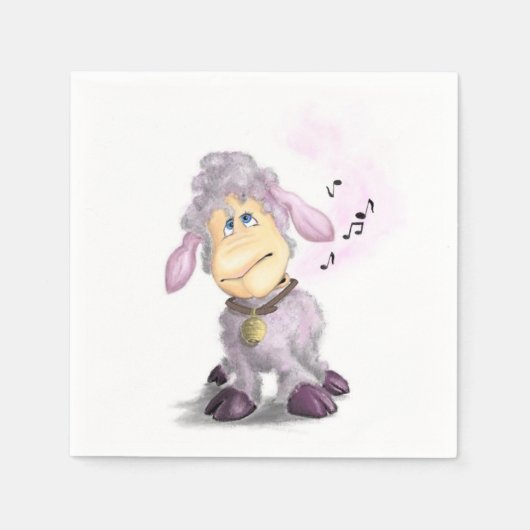 Little Lamb met Bell - Voeg Jouw tekst/Name toe Servet (Voorkant)