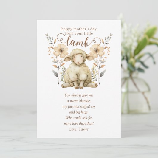 Little Lamb Moederdag Nieuwe Moeder Kaart (Staand voorkant)