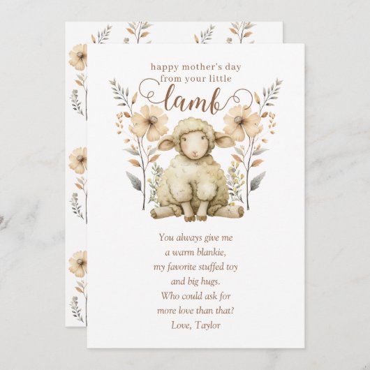 Little Lamb Moederdag Nieuwe Moeder Kaart (Voorkant / Achterkant)