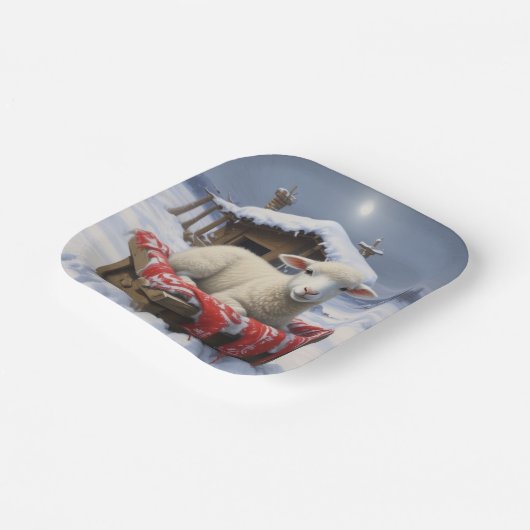 Little Lamb Moonlight Papieren Bordje (Gebogen)