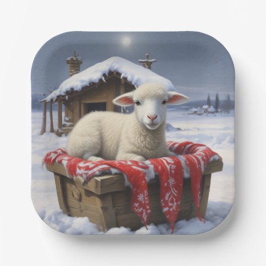 Little Lamb Moonlight Papieren Bordje (Voorkant)