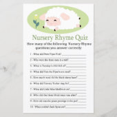 Little lamb Nursery Rhyme Quiz baby shower game (Voorkant)