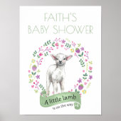 Little Lamb Personalized Spring Baby shower Poster (Voorkant)