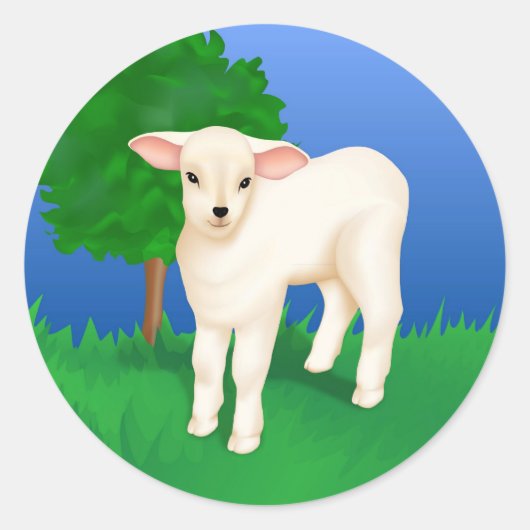 Little Lamb Ronde Sticker (Voorkant)