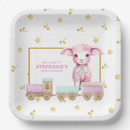 Little Lamb | Roze Baby showers papieren Borden Bordje