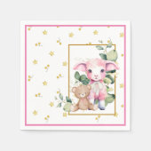 Little Lamb | Roze Baby showers servet (Voorkant)