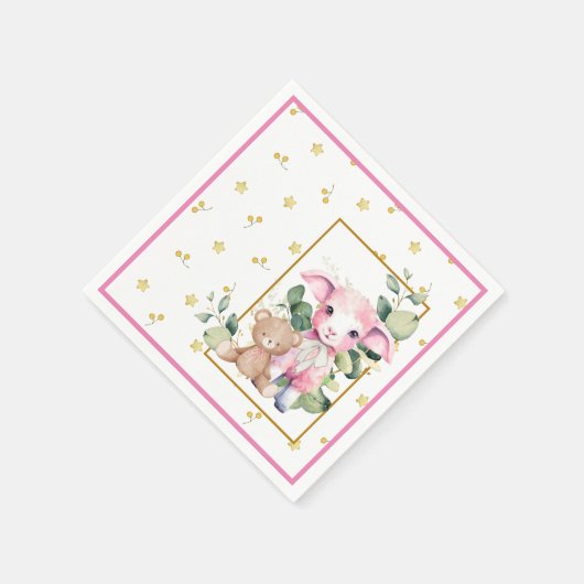 Little Lamb | Roze Baby showers servet (Hoek)