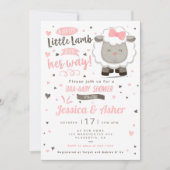 Little Lamb Sheep Baby Girl Shower Kaart (Voorkant)