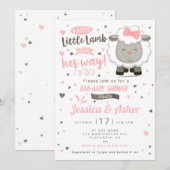 Little Lamb Sheep Baby Girl Shower Kaart (Voorkant / Achterkant)