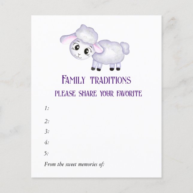 Little Lamb Sheep Baby shower Family Traditions (Voorkant)