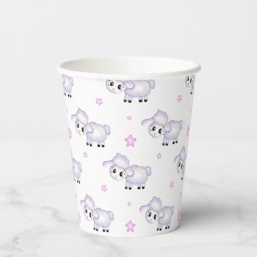 Little Lamb Sheep Baby shower positief Papieren Bekers (Achterkant)