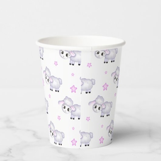 Little Lamb Sheep Baby shower positief Papieren Bekers (Rechts)