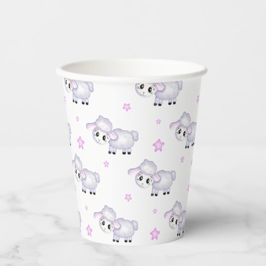 Little Lamb Sheep Baby shower positief Papieren Bekers (Voorkant)