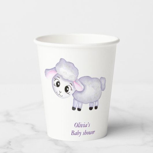 Little Lamb Sheep Baby shower positief Papieren Bekers (Achterkant)