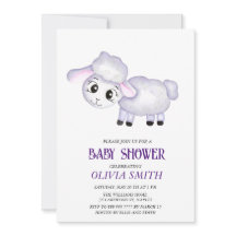 Little Lamb Sheep Baby shower uitnodiging