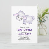 Little Lamb Sheep Baby shower uitnodiging (Staand voorkant)