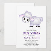 Little Lamb Sheep Baby shower uitnodiging (Voorkant / Achterkant)