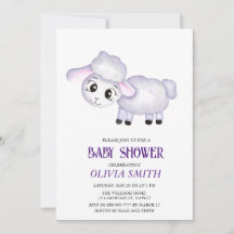 Little Lamb Sheep Baby shower uitnodiging
