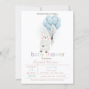 Little Lamb Sheep Balloons Baby shower Kaart