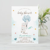 Little Lamb Sheep Blue Baby shower Kaart (Staand voorkant)