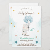 Little Lamb Sheep Blue Baby shower Kaart (Voorkant / Achterkant)