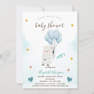 Little Lamb Sheep Blue Baby shower Kaart