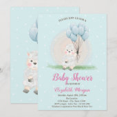 Little Lamb Sheep Blue Stippen Baby shower Kaart (Voorkant / Achterkant)