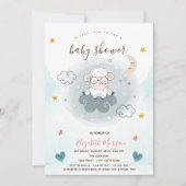 Little Lamb Sheep Cloud Moon Stars Baby shower Kaart (Voorkant)