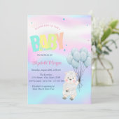 Little Lamb Sheep Holografisch Baby shower Kaart (Staand voorkant)