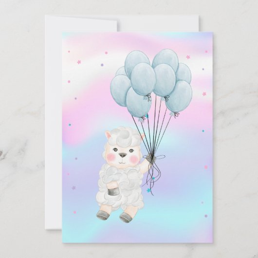 Little Lamb Sheep Holografisch Baby shower Kaart (Achterkant)