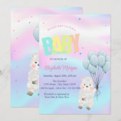 Little Lamb Sheep Holografisch Baby shower Kaart (Voorkant / Achterkant)