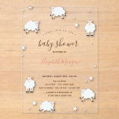Little Lamb Sheeps Cloud Stars Baby Shower  Acryl Uitnodigingen (Voorkant)
