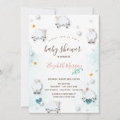 Little Lamb Sheeps Cloud Stars Baby shower Kaart (Voorkant)