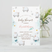 Little Lamb Sheeps Cloud Stars Baby shower Kaart (Staand voorkant)