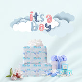 Little Lamb Soaring Hoog in Jongen Blauwe Ballonne Cadeaupapier