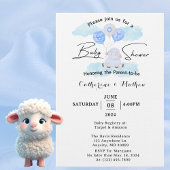 Little Lamb Soaring Hoog in Jongen Blauwe Ballonne Kaart