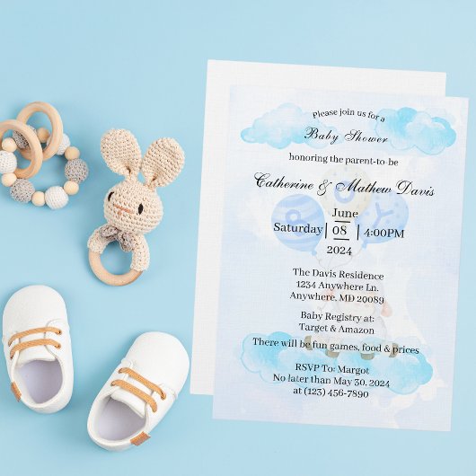 Little Lamb Soaring Hoog in Jongen Blauwe Ballonne Kaart